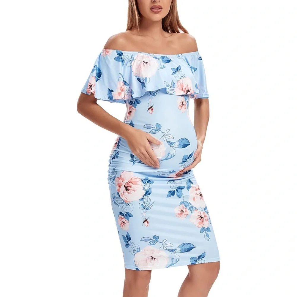 Maternity Floral Fitted Summer Dress - Picture 1 of 6